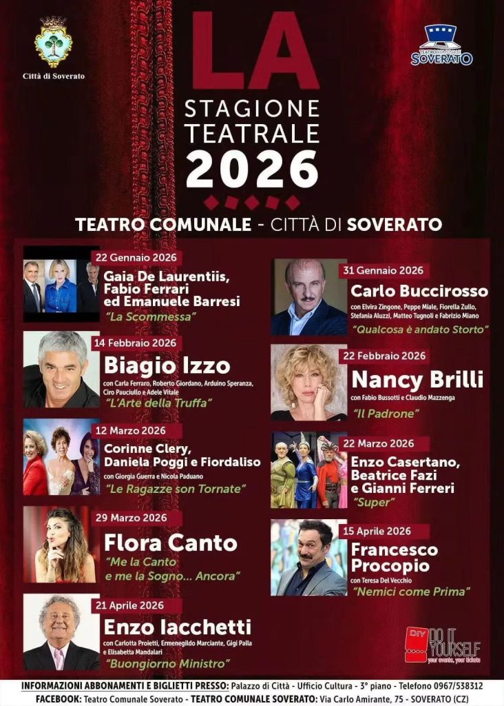 Teatro Comunale di Soverato, al via la stagione 2026. Grandi nomi e grandi storie: da Buccirosso a Iacchetti, ecco il cartellone 1 WhatsApp Image 2026 01 13 at 10.53.03